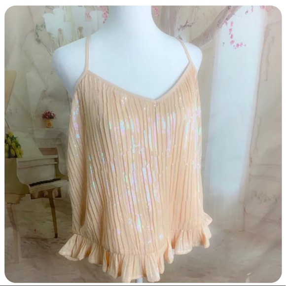 NEW Anthropologie Beaded Sequin Cami Blouse Top Size 8 - Picture 2 of 12